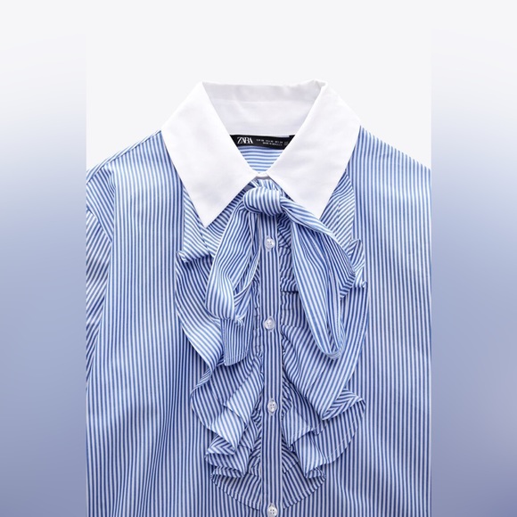 Zara Striped Shirt with Neck Tie - Picture 3 of 8
